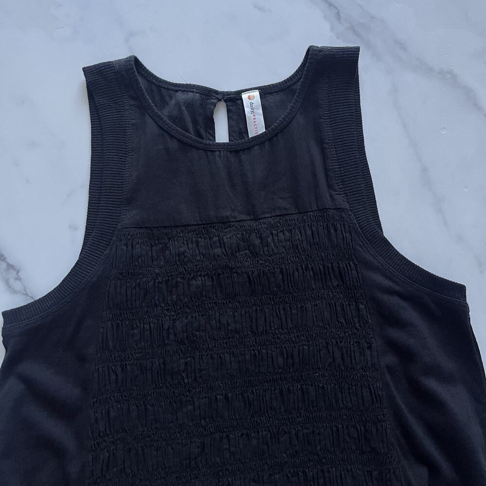 Daily Practice by Anthropologie Prix Mini Dress Black Smocked Cotton Sz Medium - Picture 6 of 11